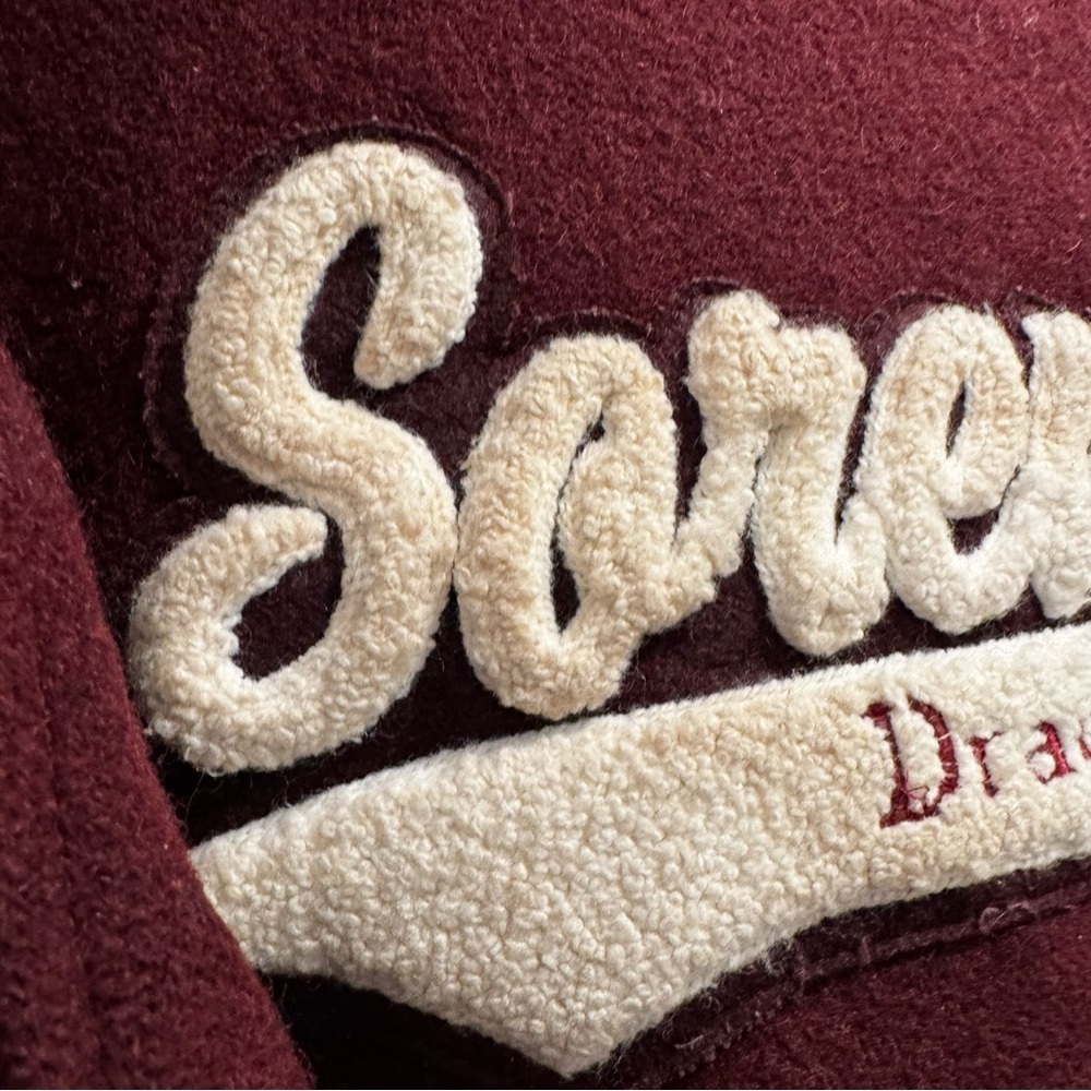 Vintage Authentic Y2K leather letterman jacket maroon small medium 90s Varsity - Picture 9 of 10